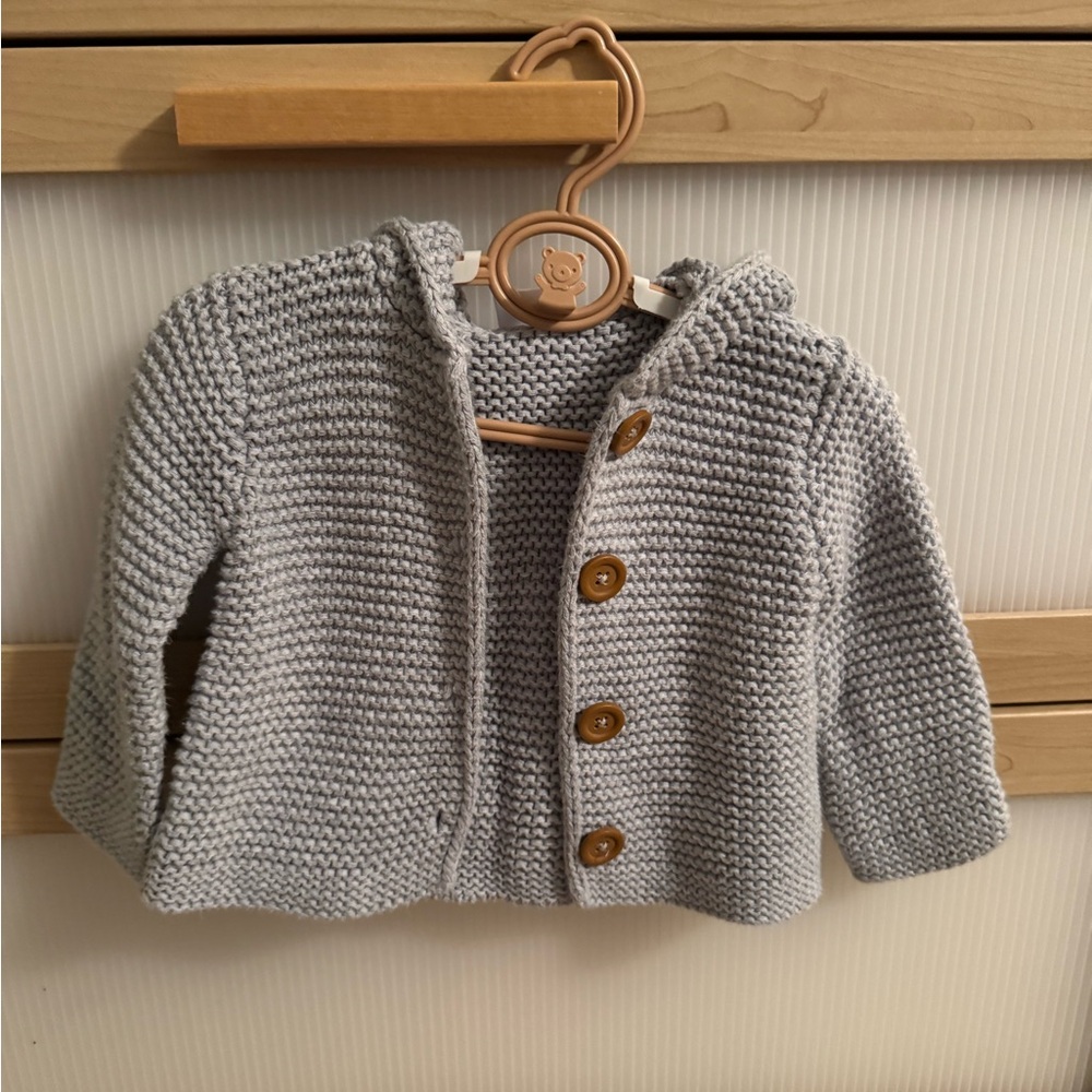 Nordstrom Cozy Gray Knit Baby Cardigan